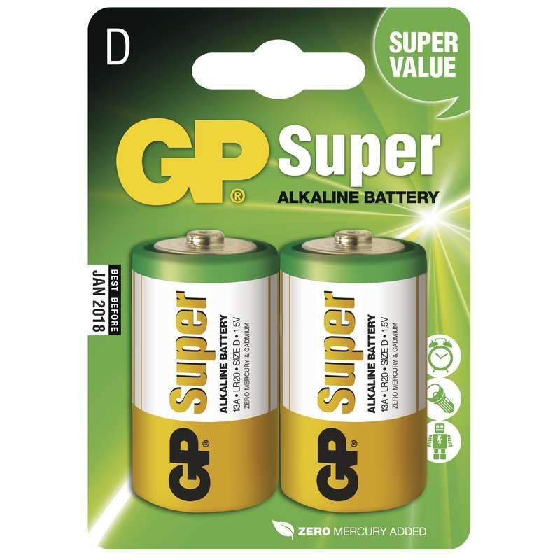 GP Batteries Alkalická baterie GP Super LR20 D 2 ks, samostatně
