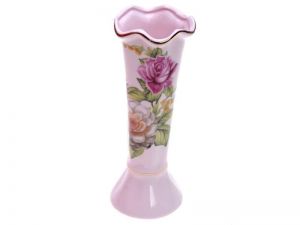 Růžová porcelánová vázička s dekorem